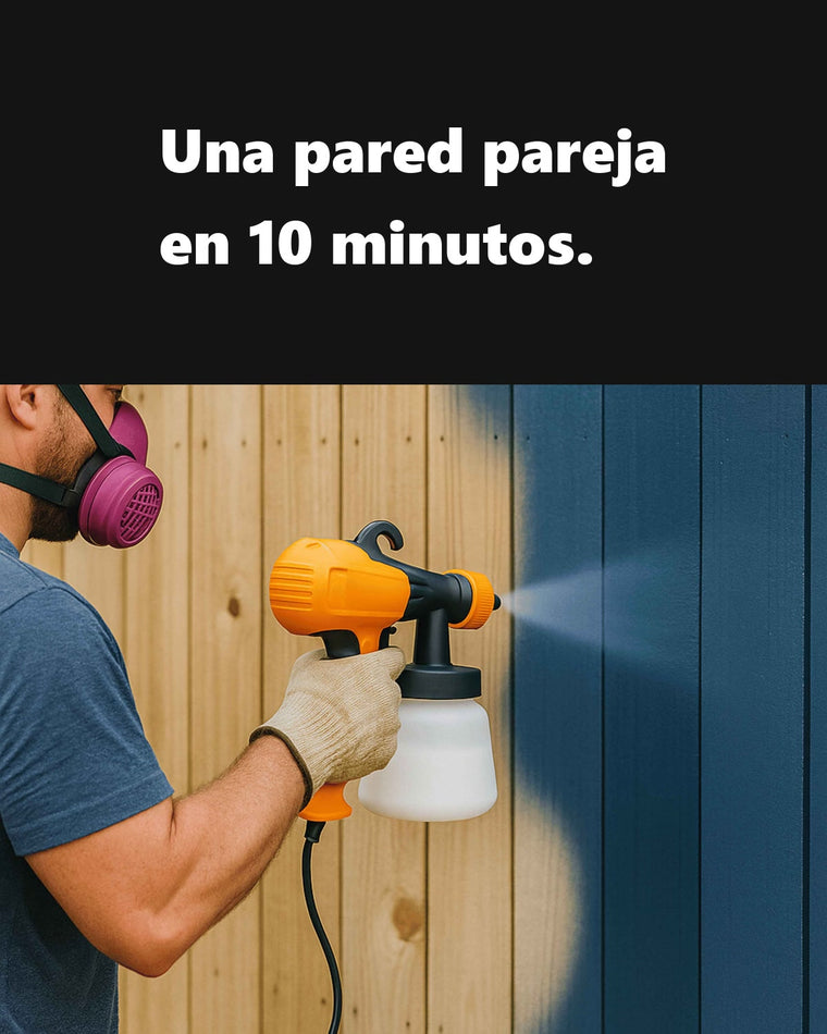 PintaPro pintando una pared - pistola naranja