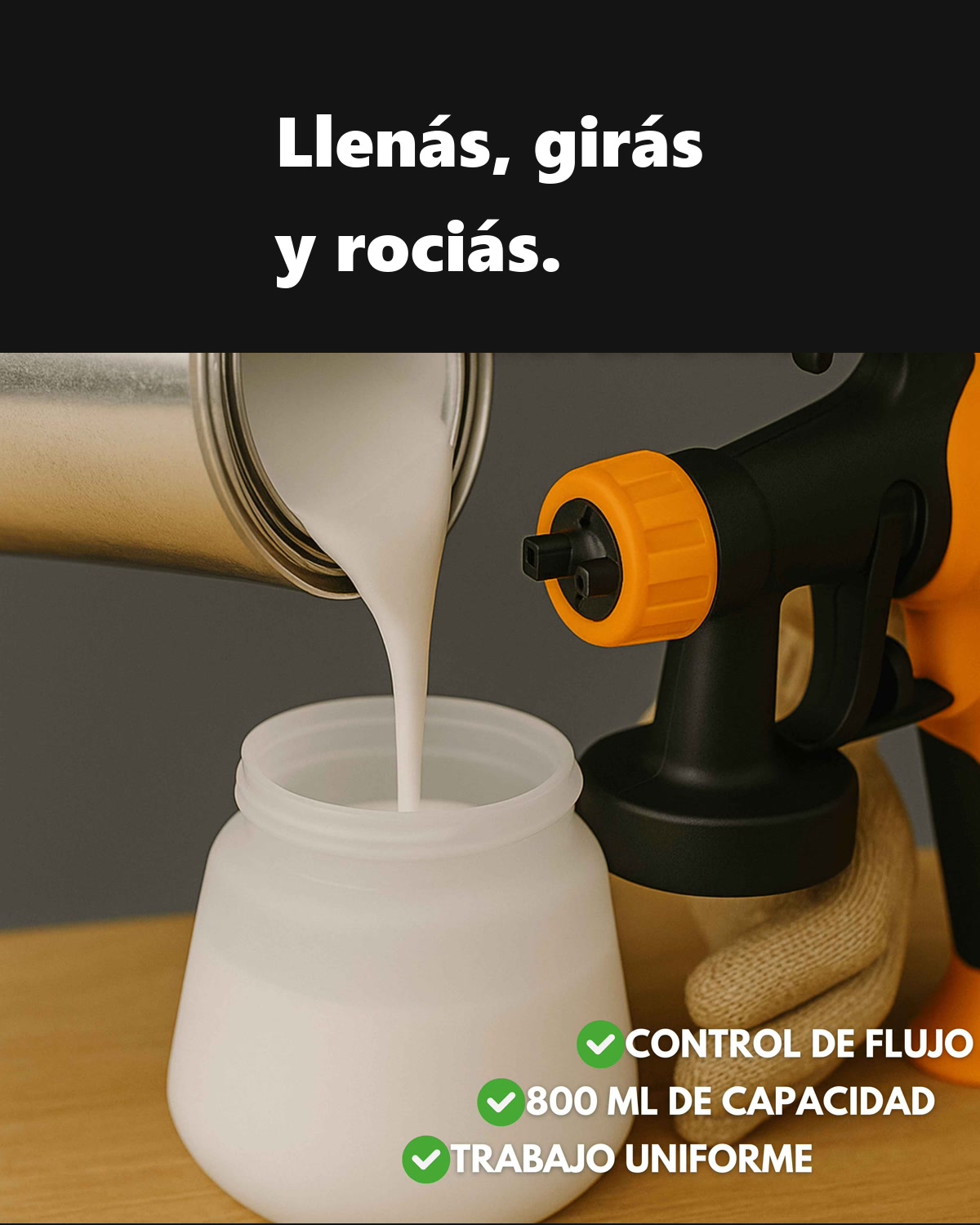 Llenando el deposito de 800 ml de PintaPro